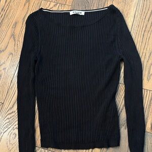 Boden Black Ribbed Knit Top